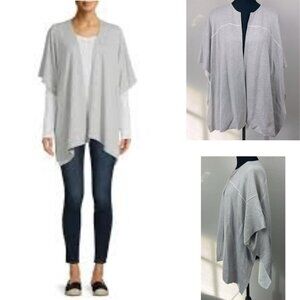 Club Monaco Cashmere Wrap Sweater Gray Open-Front Poncho Cardigan Vest Soft S